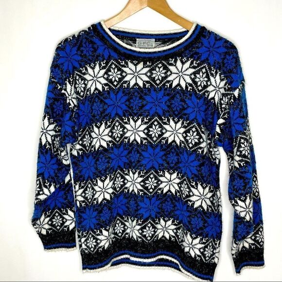 VINTAGE 80's GFC Winter Snowflake Sweater sz Medium #00 - Picture 1 of 7
